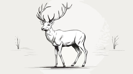 Male deer reindeer or stag with gorgeous antlers ha