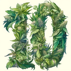 Stylish Cannabis-Inspired Image: The Number 420 Formed from Marijuana Leaves, Ideal for Cannabis Culture and Horticulture Images