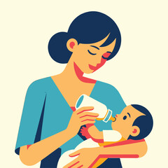 illustration of a mother breastfeeding a baby