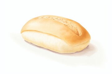 A watercolor painting of a single bread roll. - obrazy, fototapety, plakaty