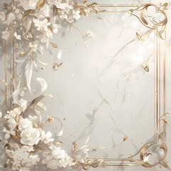 Exquisite Wall Panel with Marble Backdrop and Intricate Flower Design – Timeless Interior Decoration