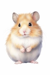cute pet, hamster. cartoon drawing, water color style,