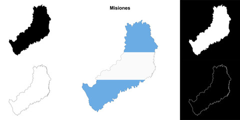 Misiones province outline map set