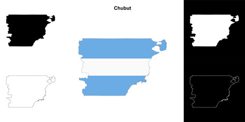 Chubut province outline map set