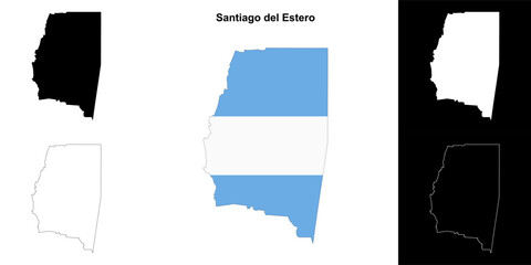 Santiago del Estero province outline map set