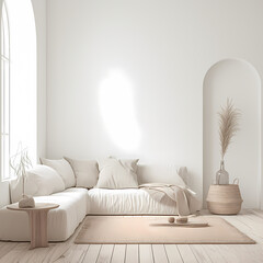 Chic Minimalist Interior with Neutral Palette, Suitable for Home Decor or Lifestyle Marketing