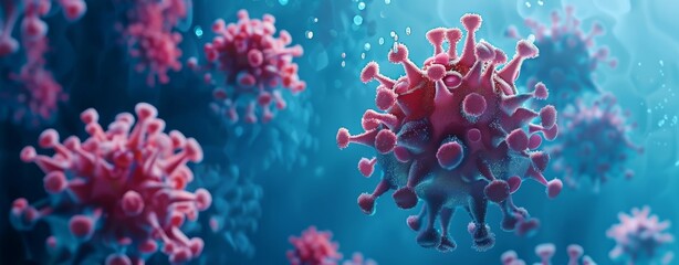 3d render of corona virus background with blue color
