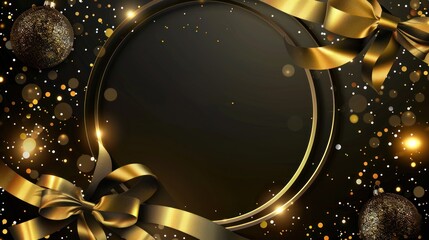 luxury shiny gold circle frame with text space