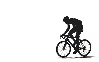 Silhouette of male bicycle athlete on isolated white background. vector illustration.