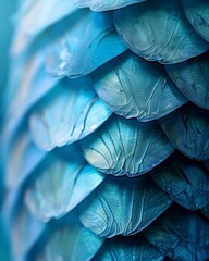 Obraz premium Layered blue fish scale pattern with artistic detail.