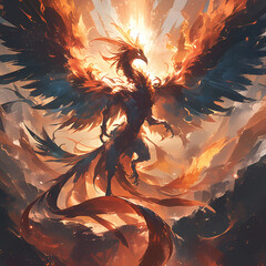 Stunning Fantasy Creature: Majestic Phoenix in Flight