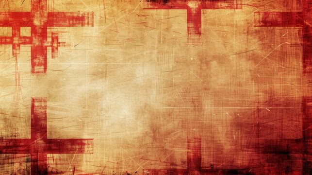 Abstract red and orange grunge texture with crosses on distressed patterns.