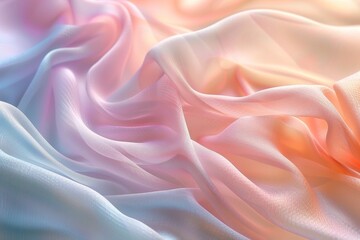 Obraz premium Soft pastel waves of chiffon, blending from light peach to sky blue