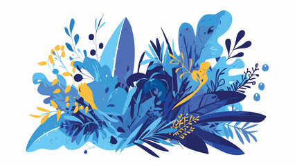 Fototapeta na wymiar Matisse-inspired contemporary poster with blue alga