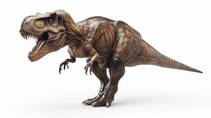 Tyrannosaurus Rex Roaring, Icon of the Cretaceous Period. A meticulously detailed Tyrannosaurus Rex stands with a fierce roar, showcasing the terrifying presence of this iconic Cretaceous predator.