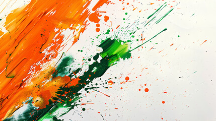 Abstract Art, Vivid Orange and Emerald Green Strokes, Dynamic Painting with Copy SpaceAbstract Art, Vivid Orange and Emerald Green Strokes, Dynamic Painting with Copy Space