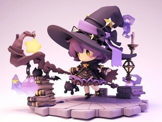 Cute witch character - obrazy, fototapety, plakaty