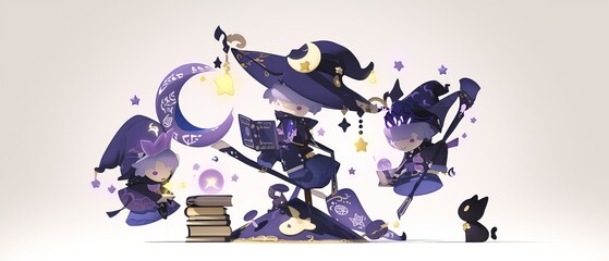 Cute witch character - obrazy, fototapety, plakaty
