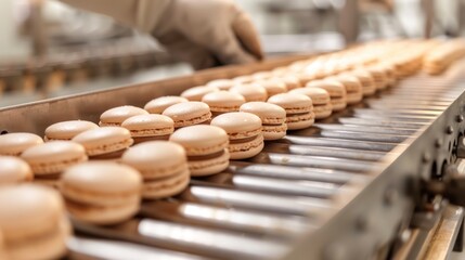 Conveyor production of Macarons, modern technologies.