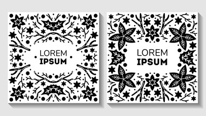 Vector set of luxury floral patterns, invitation cards, banners. Merry Christmas sketch winter flowers design Package for perfume, jewelry