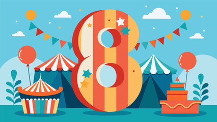 An outdoor carnival halfbirthday party with games and activities that are all themed around the number . representing the halfway point to