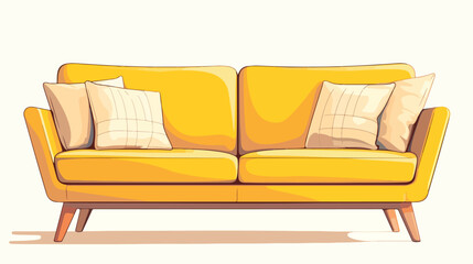 Mid-century retro couch design. Trendy sofa with cu