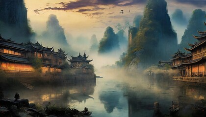 chinese temple at night