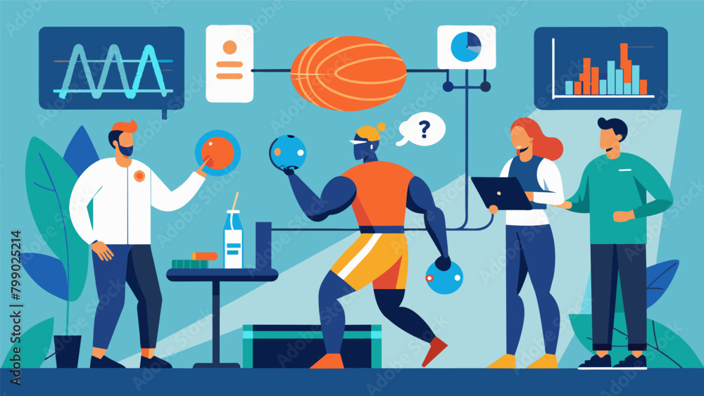 Poster in a sports science lab researchers use advanced neural feedback systems to study the effects of dif