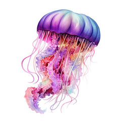 Fototapeta premium Watercolor Jellyfish, clipart Illustration, Generative Ai