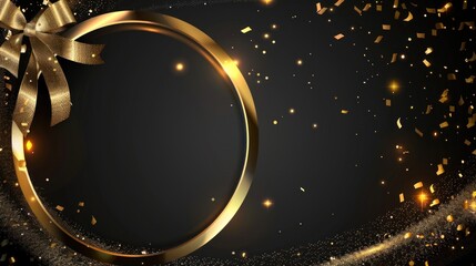 luxury shiny gold circle frame with text space