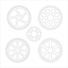 Fototapeta na wymiar Gears. Outline gears drawing illustration. Gears graphics collection. 