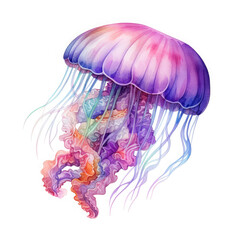 Fototapeta premium Watercolor Jellyfish, clipart Illustration, Generative Ai