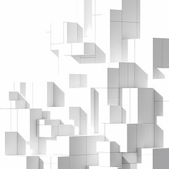 Stylish Asymmetrical White Cube Arrangement on Background - Versatile Design for Marketing and Creative Projects