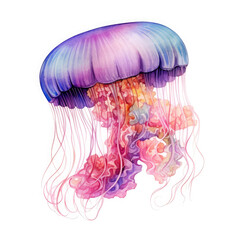 Watercolor Jellyfish, clipart Illustration, Generative Ai