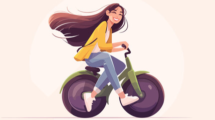 Naklejka premium Modern girl riding electric unicycle monocycle mono