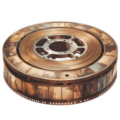 A captivating vintage film reel with a cinematic allure. Relive the golden age of filmmaking through this evocative collection of images and scenes from classic movies.