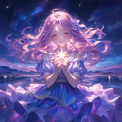 Benevolent Star-Child in a Magical Realm - Glistening Evening Star Cosmos Stylized