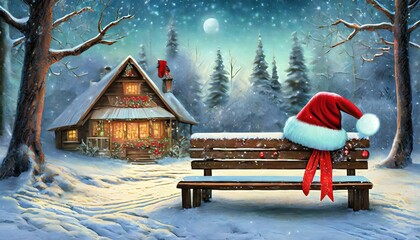 Naklejka premium santa claus hat in the snow