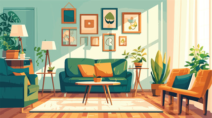 Modern interior of living room full of comfortable