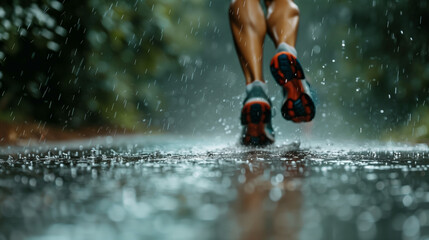 cropped image of man running with water splash - Powered by Adobe