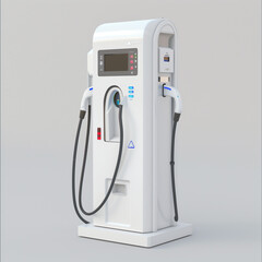 Modern electric vehicle charging station on a plain background