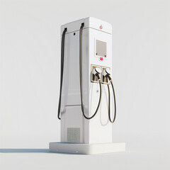 Modern electric vehicle charging station with two plugs.
