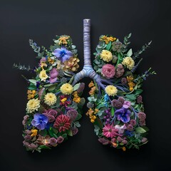 Spring flowers representing human lungs, conceptual studio shot. world no tobacco day