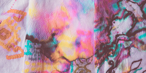 Blue Tie Dye Texture. Geometric Cartoon.