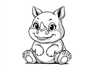 Naklejka premium illustration rhino line art design 