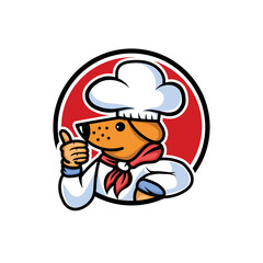 Premium chef dog mascot logo inside a red circle