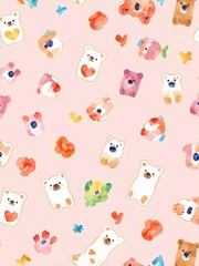Obraz premium colorful bear wallpaper pattern background