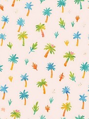 Coconut tree on beach wallpaper pattern background