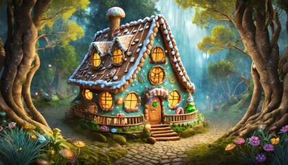 fairy tale house - obrazy, fototapety, plakaty