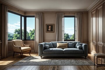 Fototapeta na wymiar modern living room interior design with sofa and window